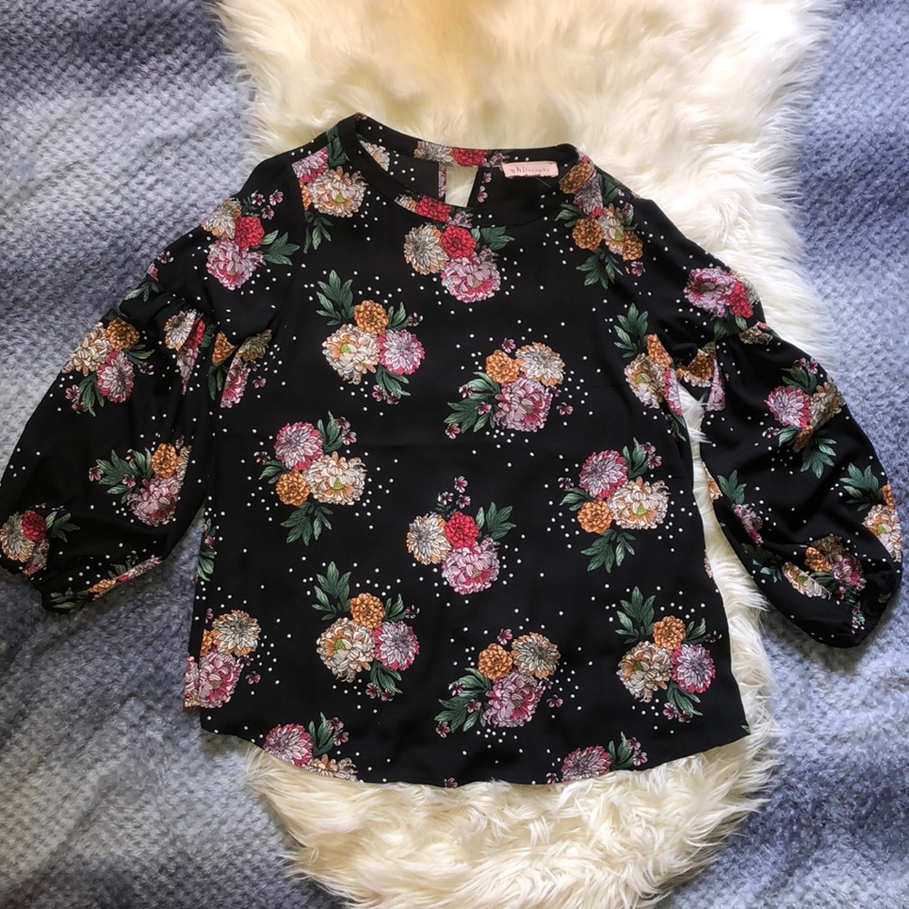 Philosophy | balloon sleeve top flower pattern M